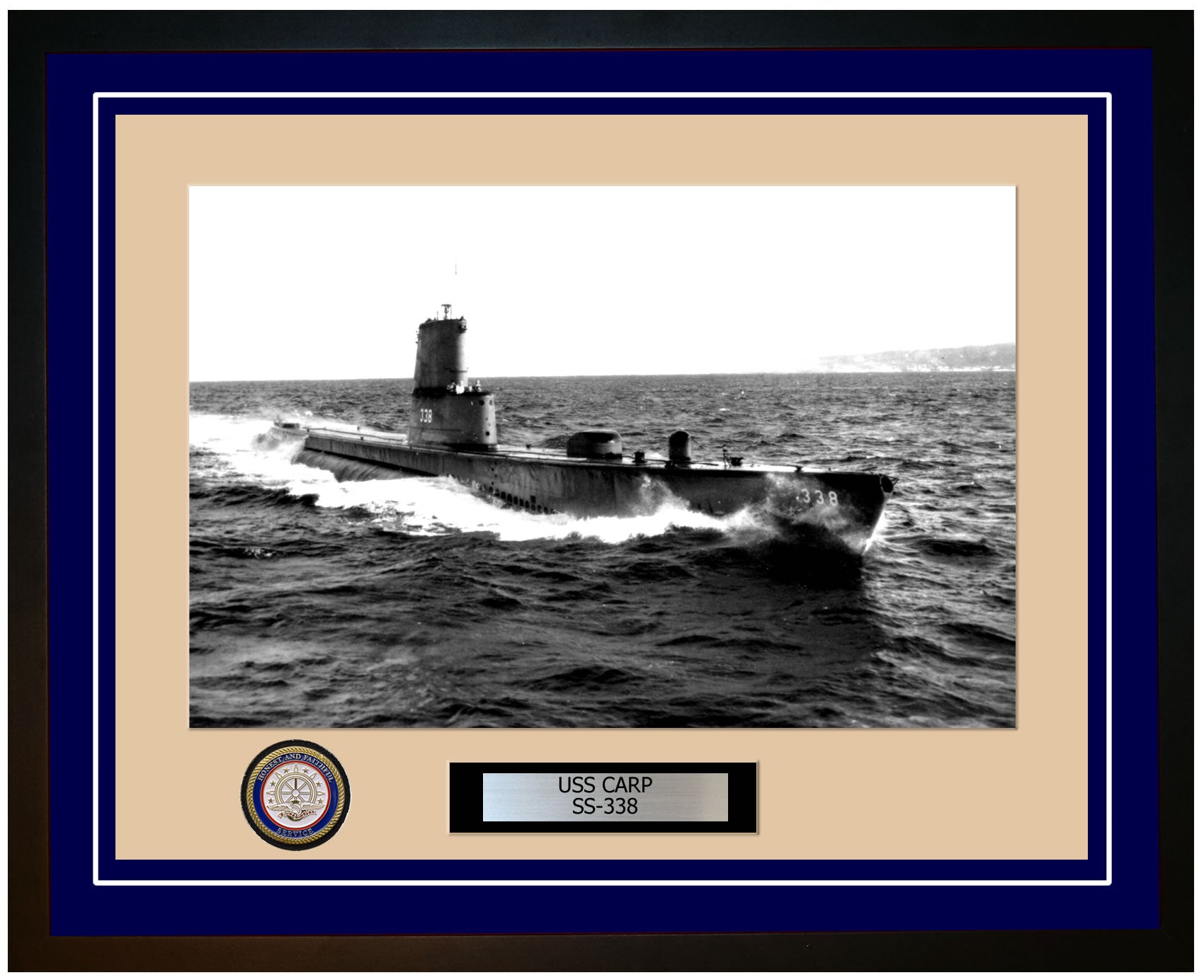 USS Carp SS-338 Framed Navy Ship Photo Blue