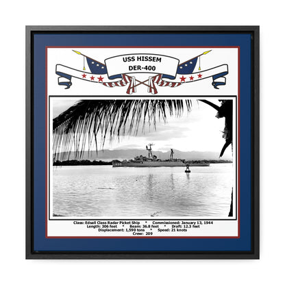 USS Hissem DER-400 Navy Floating Frame Photo Front View