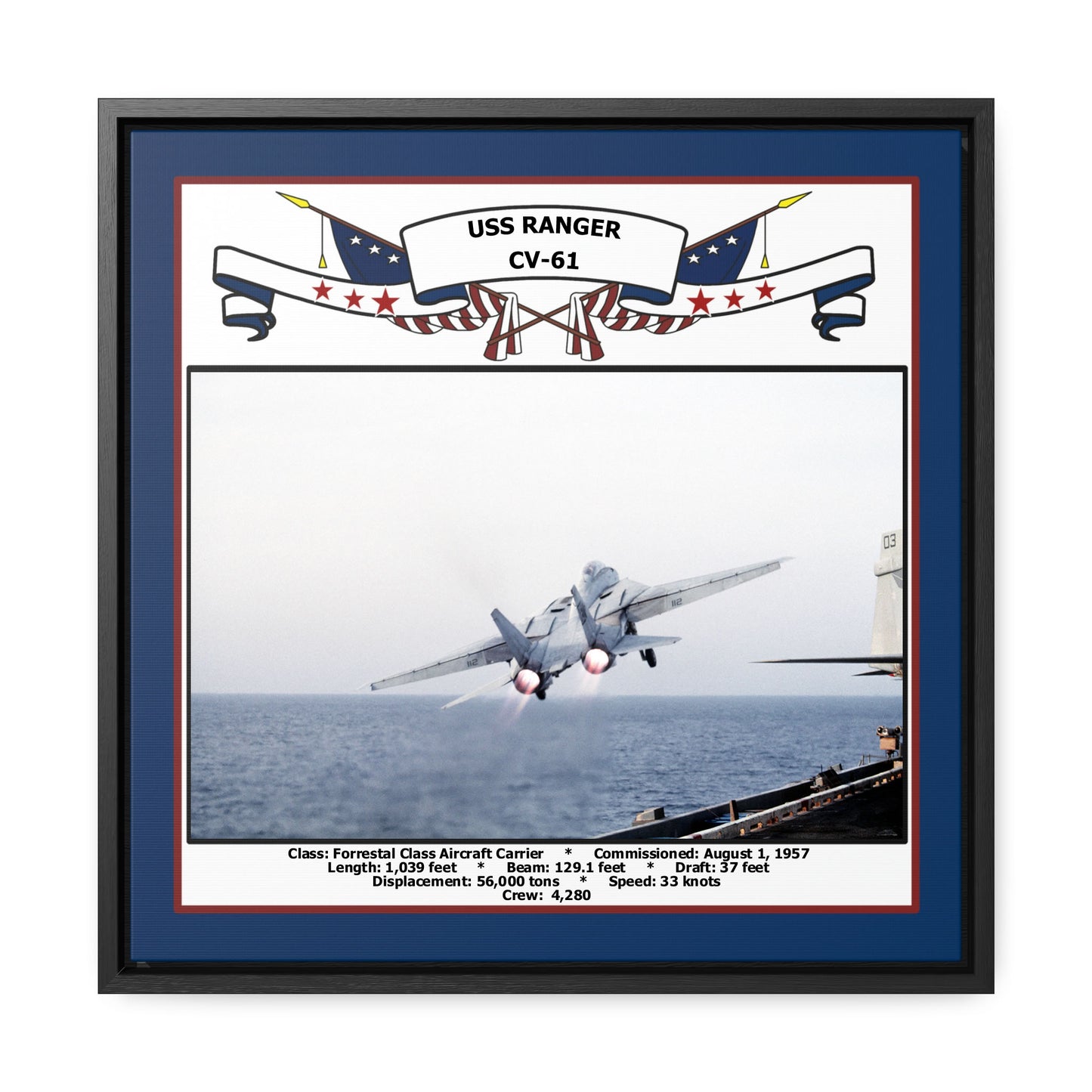 USS Ranger CV-61 Navy Floating Frame Photo Front View