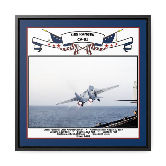 USS Ranger CV-61 Navy Floating Frame Photo Front View