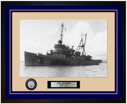 USS QUAPAW ATF-110 Framed Navy Ship Photo Blue