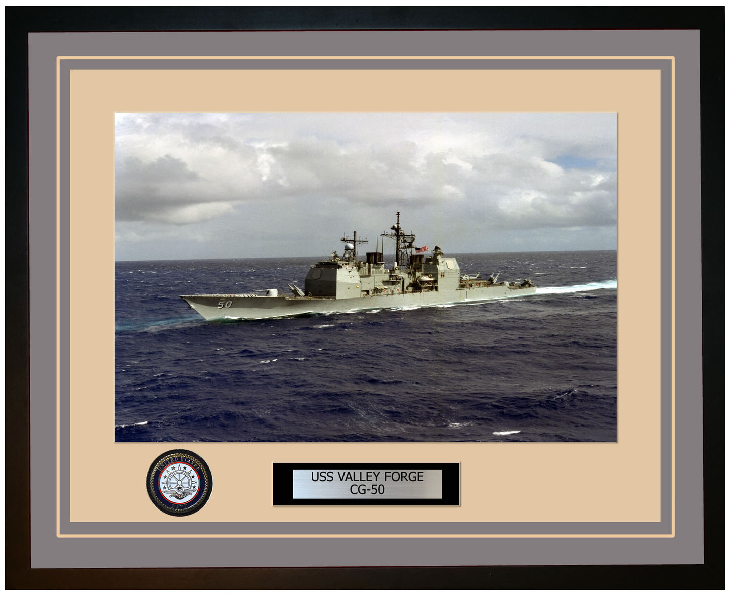 USS VALLEY FORGE CG-50 Framed Navy Ship Photo Grey