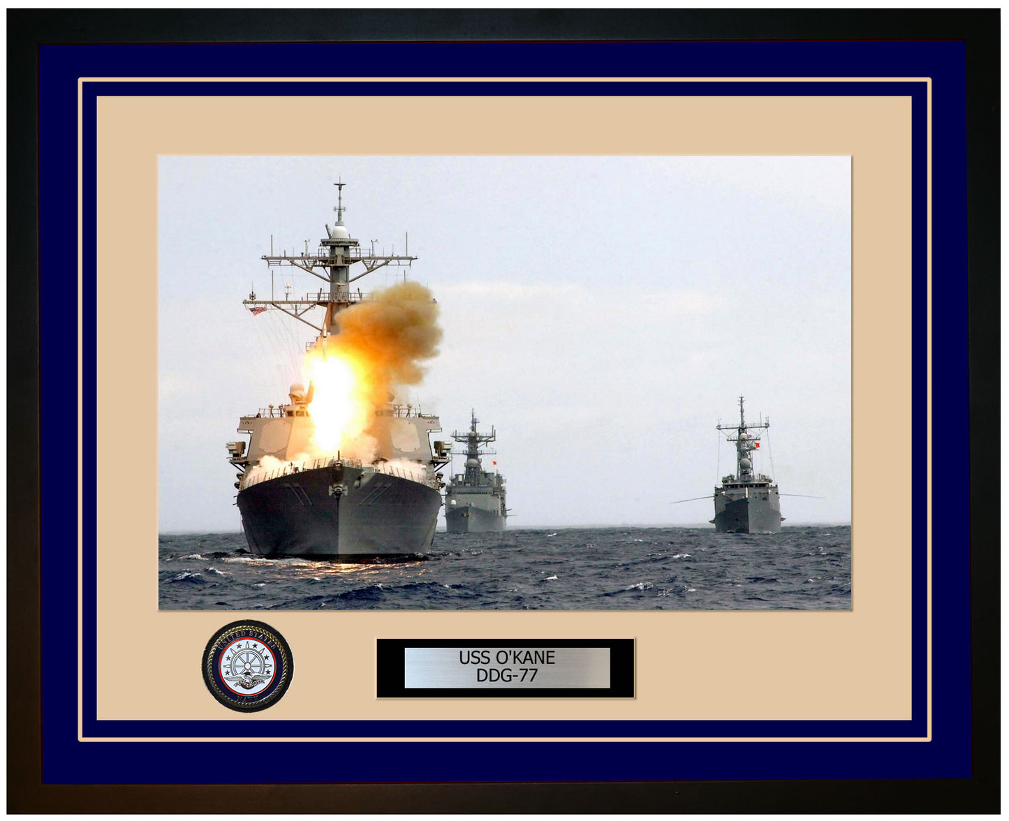 USS O'KANE DDG-77 Framed Navy Ship Photo Blue