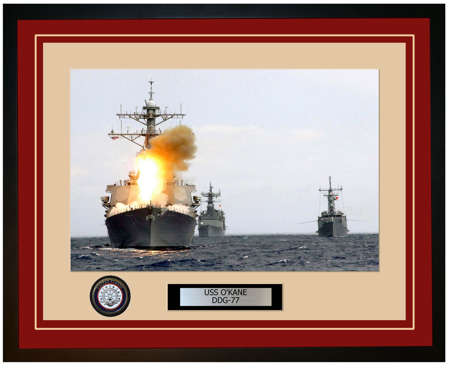 USS O'KANE DDG-77 Framed Navy Ship Photo Burgundy