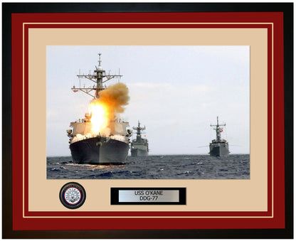 USS O'KANE DDG-77 Framed Navy Ship Photo Burgundy