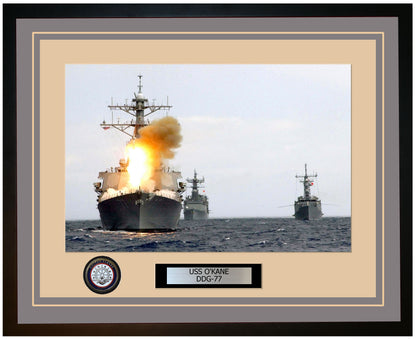 USS O'KANE DDG-77 Framed Navy Ship Photo Grey