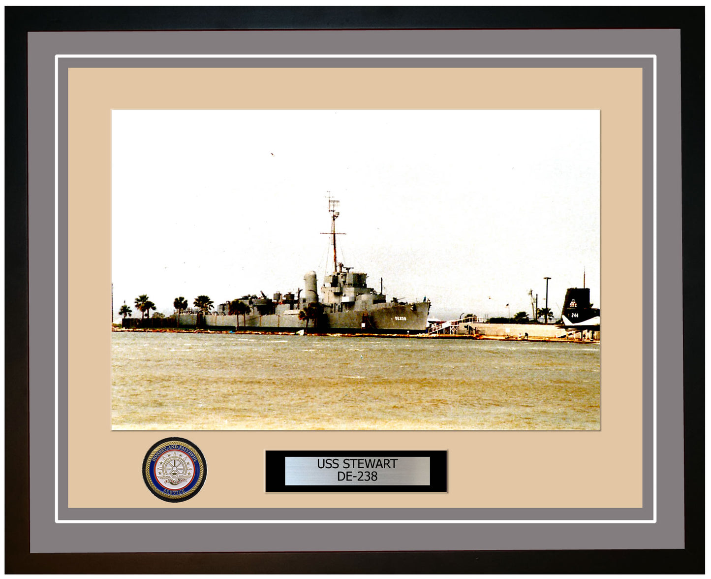 USS Stewart DE-238 Framed Navy Ship Photo Grey