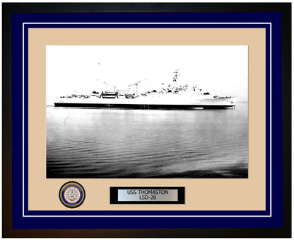 USS Thomaston LSD-28 Framed Navy Ship Photo Blue