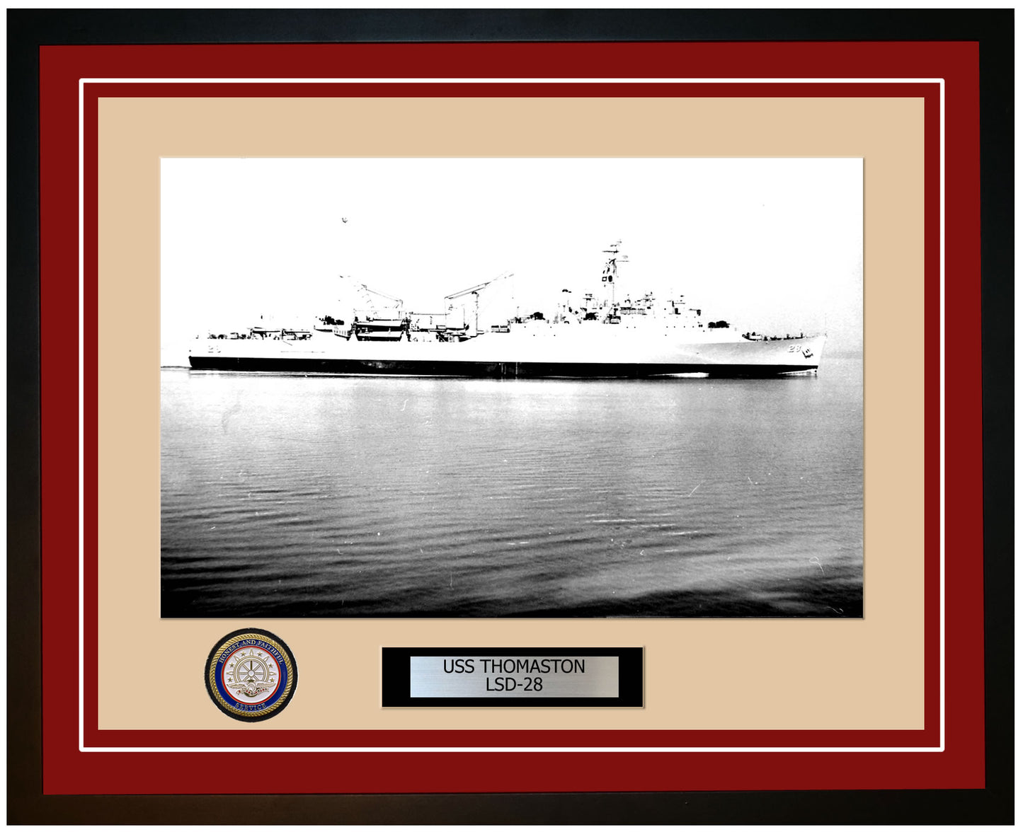 USS Thomaston LSD-28 Framed Navy Ship Photo Burgundy