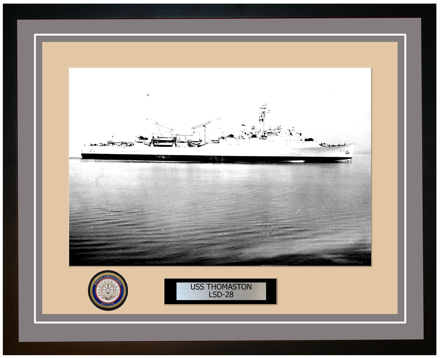 USS Thomaston LSD-28 Framed Navy Ship Photo Grey
