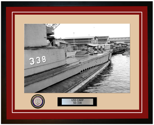USS Carp SS-338 Framed Navy Ship Photo Burgundy