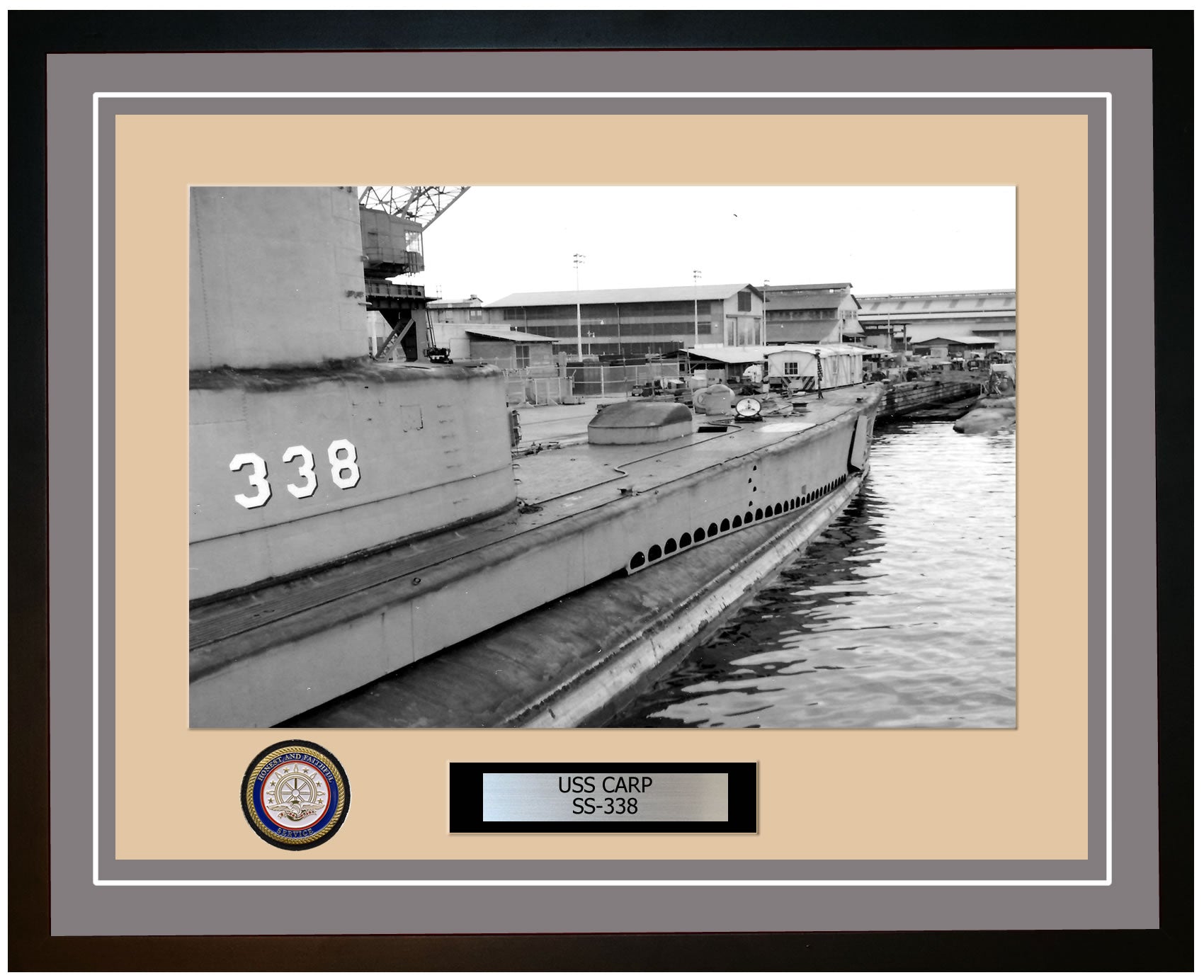 USS Carp SS-338 Framed Navy Ship Photo Grey