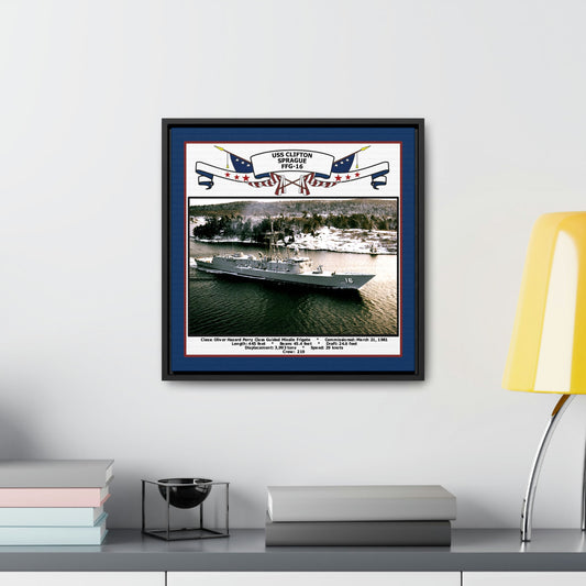 USS Clifton Sprague FFG-16 Navy Floating Frame Photo Desk View