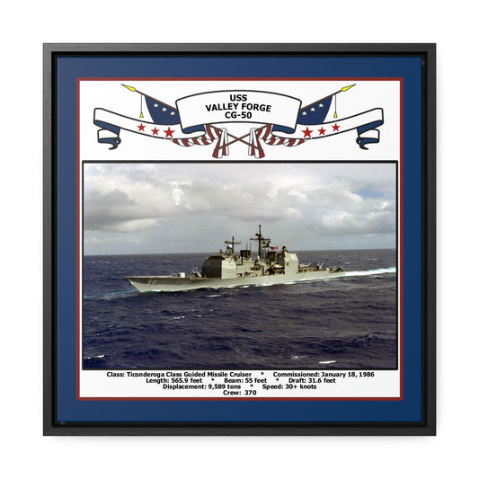 USS Valley Forge CG-50 Navy Floating Frame Photo Front View
