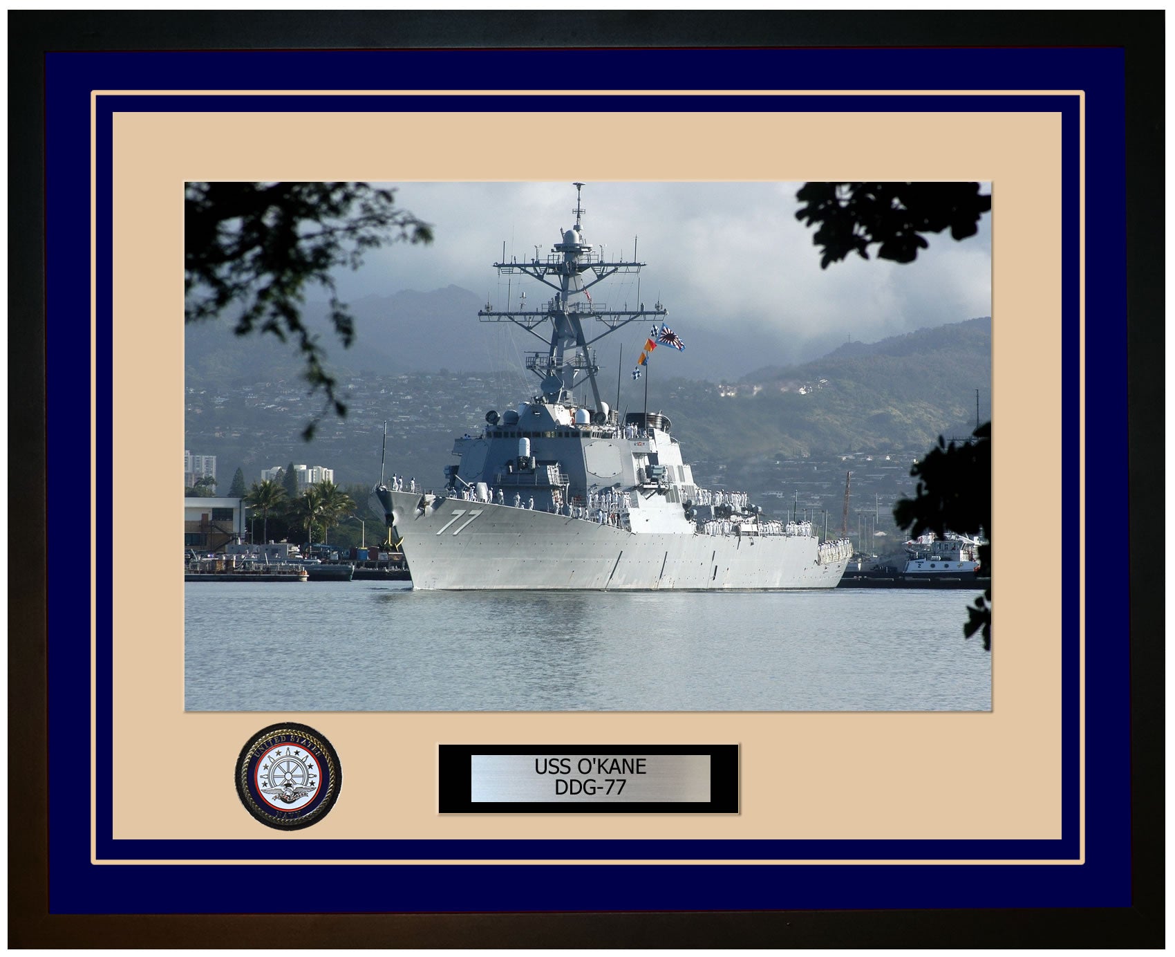 USS O'KANE DDG-77 Framed Navy Ship Photo Blue