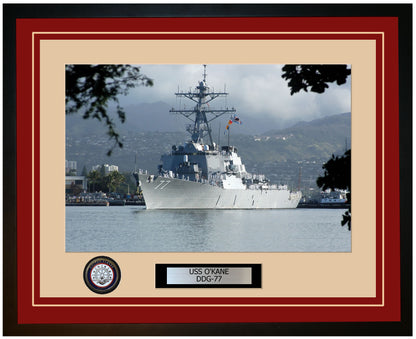 USS O'KANE DDG-77 Framed Navy Ship Photo Burgundy