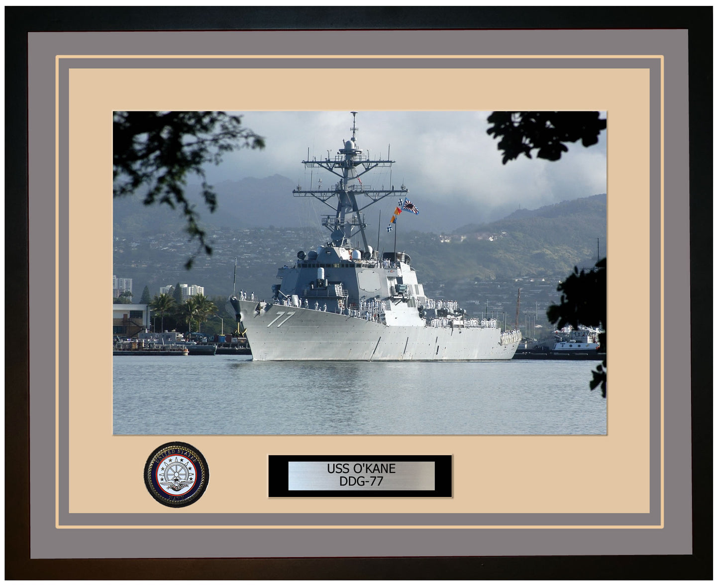 USS O'KANE DDG-77 Framed Navy Ship Photo Grey