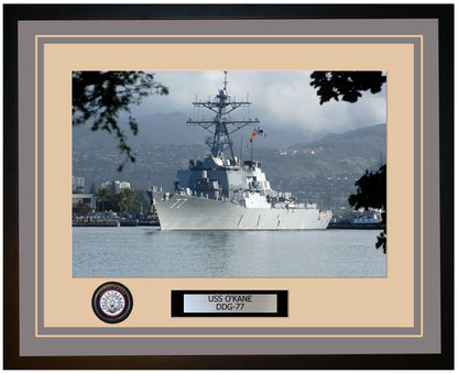 USS O'KANE DDG-77 Framed Navy Ship Photo Grey