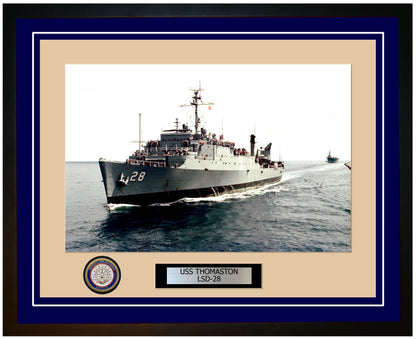 USS Thomaston LSD-28 Framed Navy Ship Photo Blue