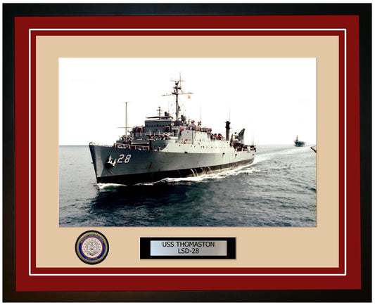 USS Thomaston LSD-28 Framed Navy Ship Photo Burgundy