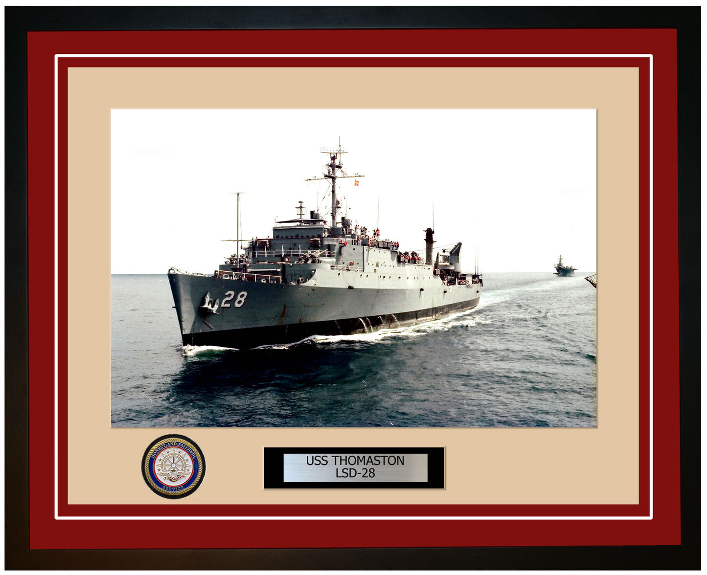 USS Thomaston LSD-28 Framed Navy Ship Photo Burgundy