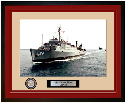 USS Thomaston LSD-28 Framed Navy Ship Photo Burgundy