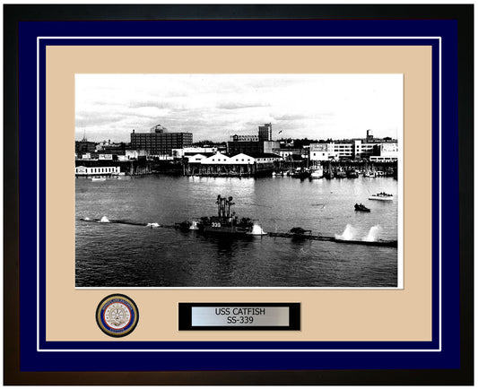 USS Catfish SS-339 Framed Navy Ship Photo Blue