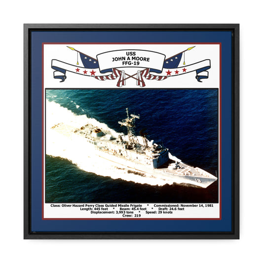 USS John A Moore FFG-19 Navy Floating Frame Photo Front View
