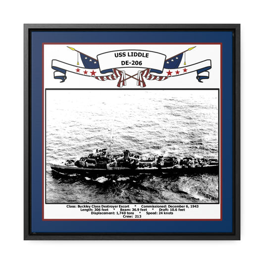 USS Liddle DE-206 Navy Floating Frame Photo Front View