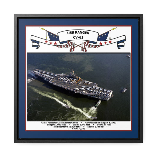 USS Ranger CV-61 Navy Floating Frame Photo Front View
