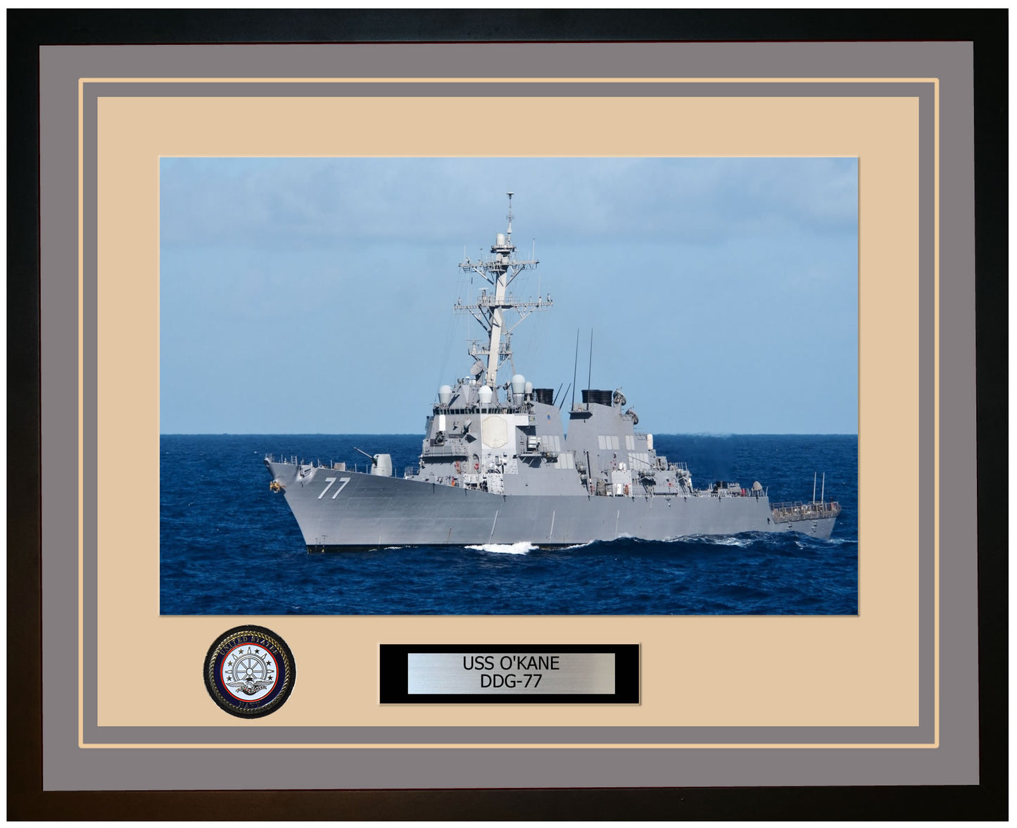 USS O'KANE DDG-77 Framed Navy Ship Photo Grey