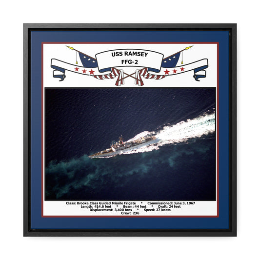 USS Ramsey FFG-2 Navy Floating Frame Photo Front View