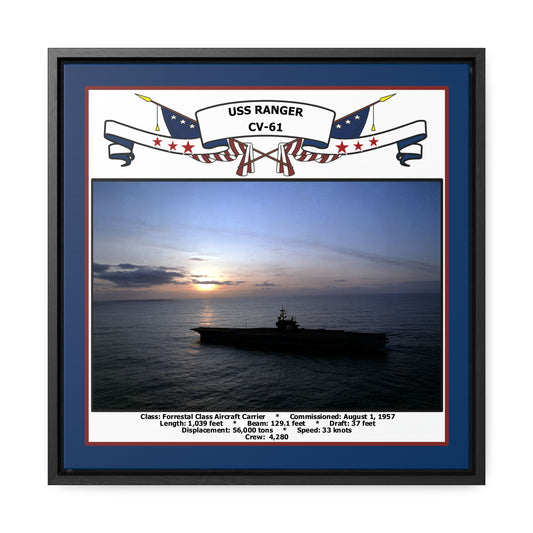 USS Ranger CV-61 Navy Floating Frame Photo Front View