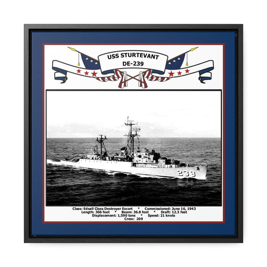 USS Sturtevant DE-239 Navy Floating Frame Photo Front View