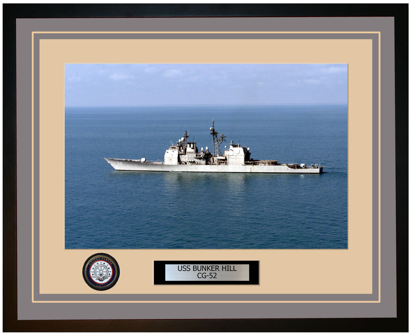 USS BUNKER HILL CG-52 Framed Navy Ship Photo Grey