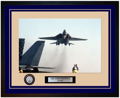 USS INDEPENDENCE CV-62 Framed Navy Ship Photo Blue