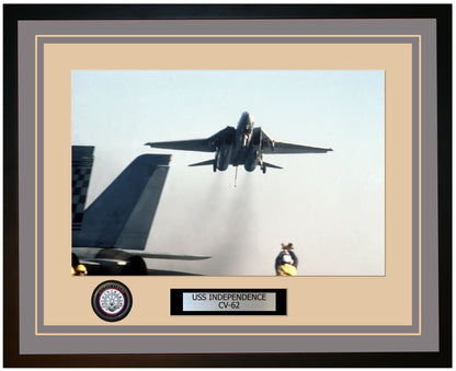 USS INDEPENDENCE CV-62 Framed Navy Ship Photo Grey