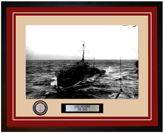 USS Moore DE-240 Framed Navy Ship Photo Burgundy