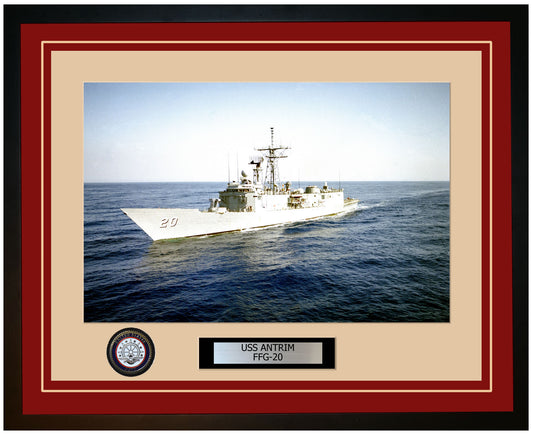 USS ANTRIM FFG-20 Framed Navy Ship Photo Burgundy