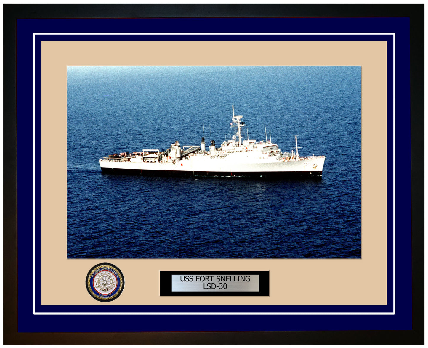 USS Fort Snelling LSD-30 Framed Navy Ship Photo Blue