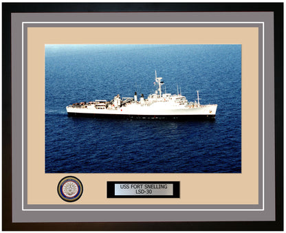 USS Fort Snelling LSD-30 Framed Navy Ship Photo Grey