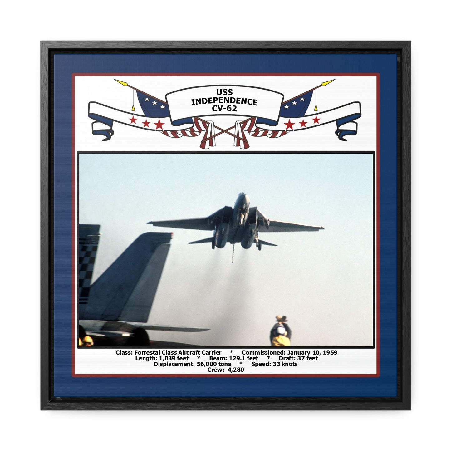USS Independence CV-62 Navy Floating Frame Photo Front View
