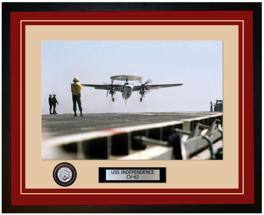 USS INDEPENDENCE CV-62 Framed Navy Ship Photo Burgundy