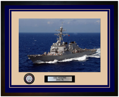 USS HIGGINS DDG-76 Framed Navy Ship Photo Blue