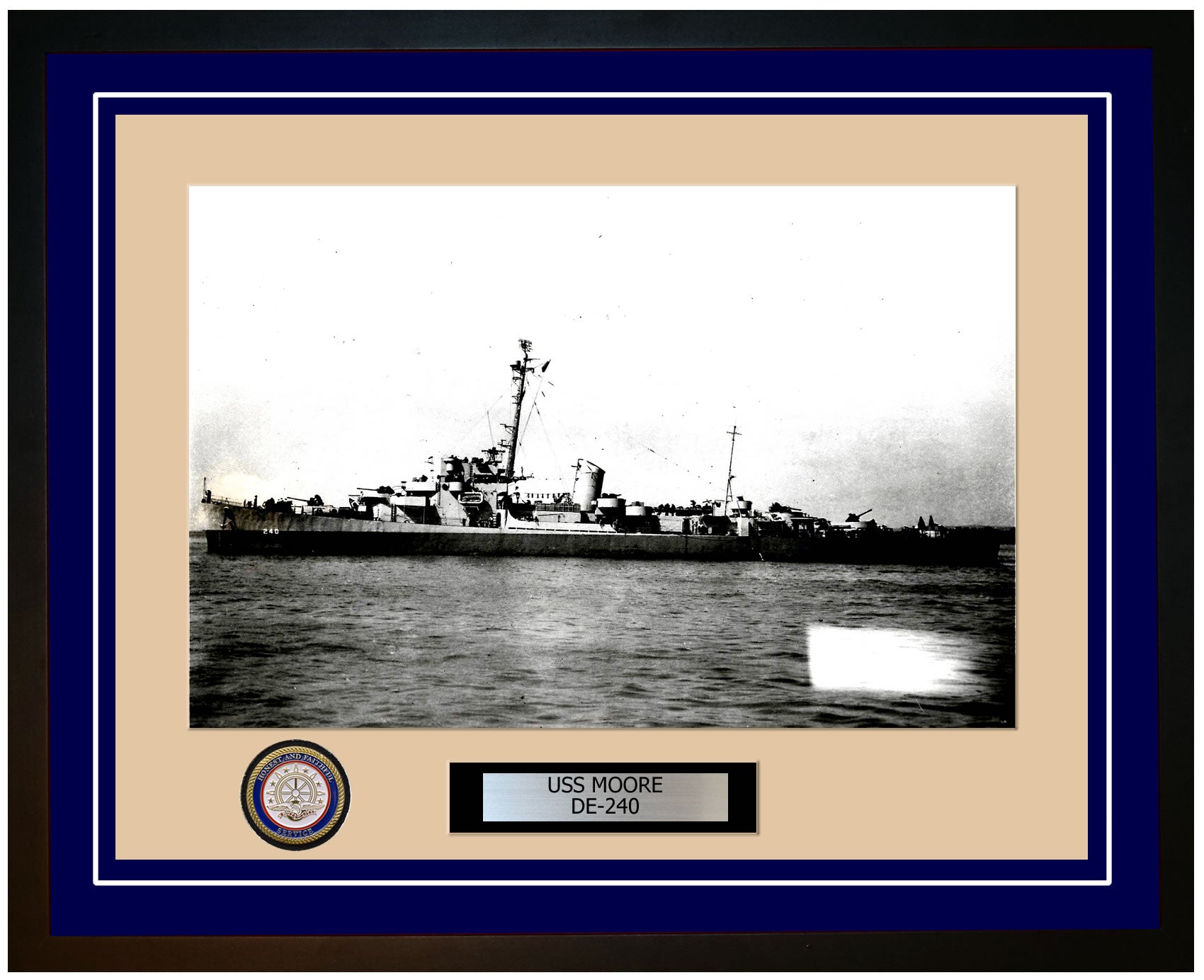 USS Moore DE-240 Framed Navy Ship Photo Blue
