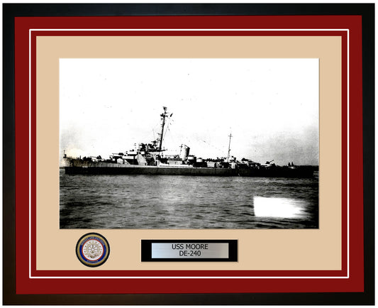 USS Moore DE-240 Framed Navy Ship Photo Burgundy