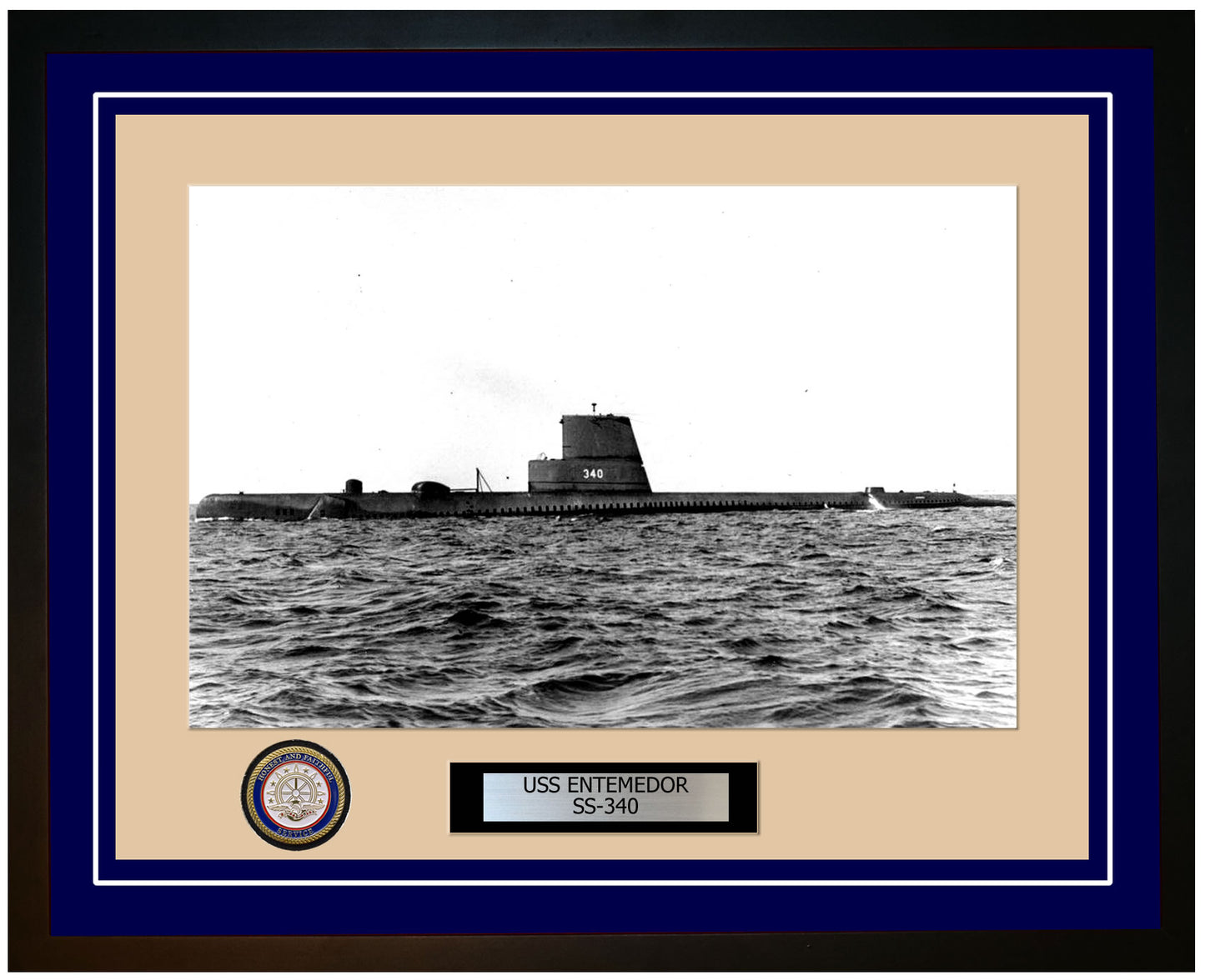 USS Entemedor SS-340 Framed Navy Ship Photo Blue