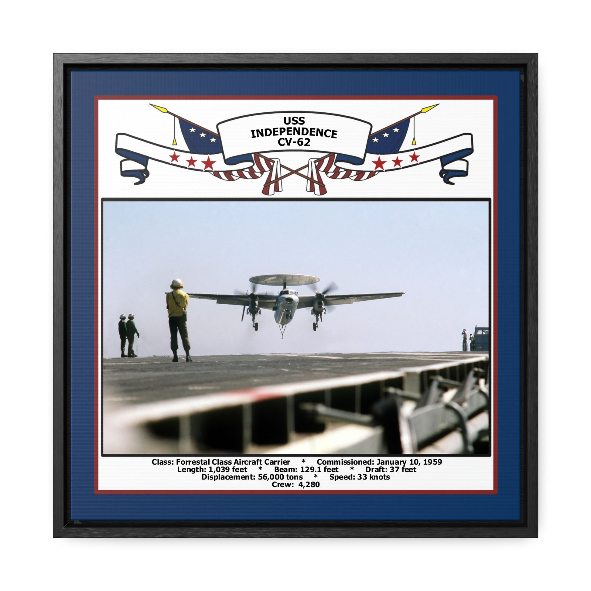 USS Independence CV-62 Navy Floating Frame Photo Front View