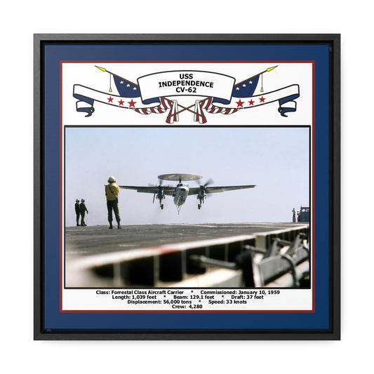 USS Independence CV-62 Navy Floating Frame Photo Front View