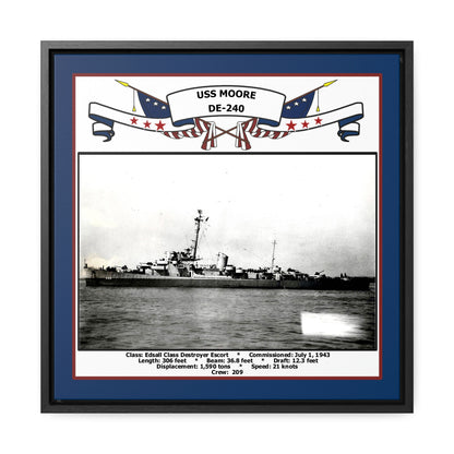 USS Moore DE-240 Navy Floating Frame Photo Front View